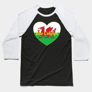 Bae Colwyn Cymru UK Baner Cymru Heart Baseball T-Shirt